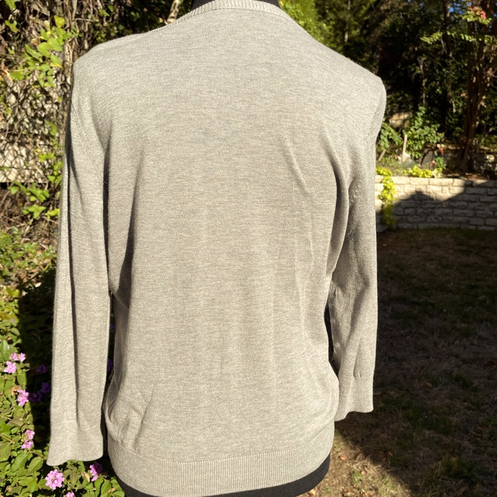 Gray, silver sequin, cardigan, size M Petite - Picture 2 of 2